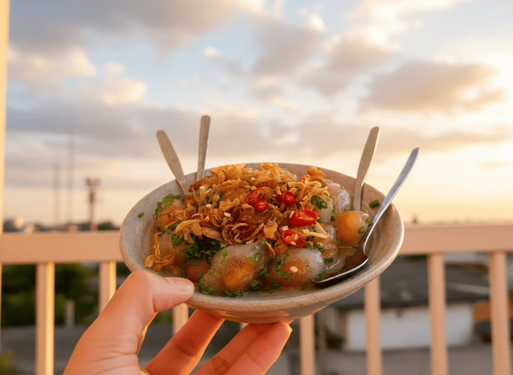 Ẩm thực Phan Thiết quanh b&atilde;i biển Đồi Dương g&acirc;y thương nhớ với những m&oacute;n d&acirc;n d&atilde; như b&aacute;nh căn, b&aacute;nh quai vạc hay b&aacute;nh tr&aacute;ng nướng mắm ruốc